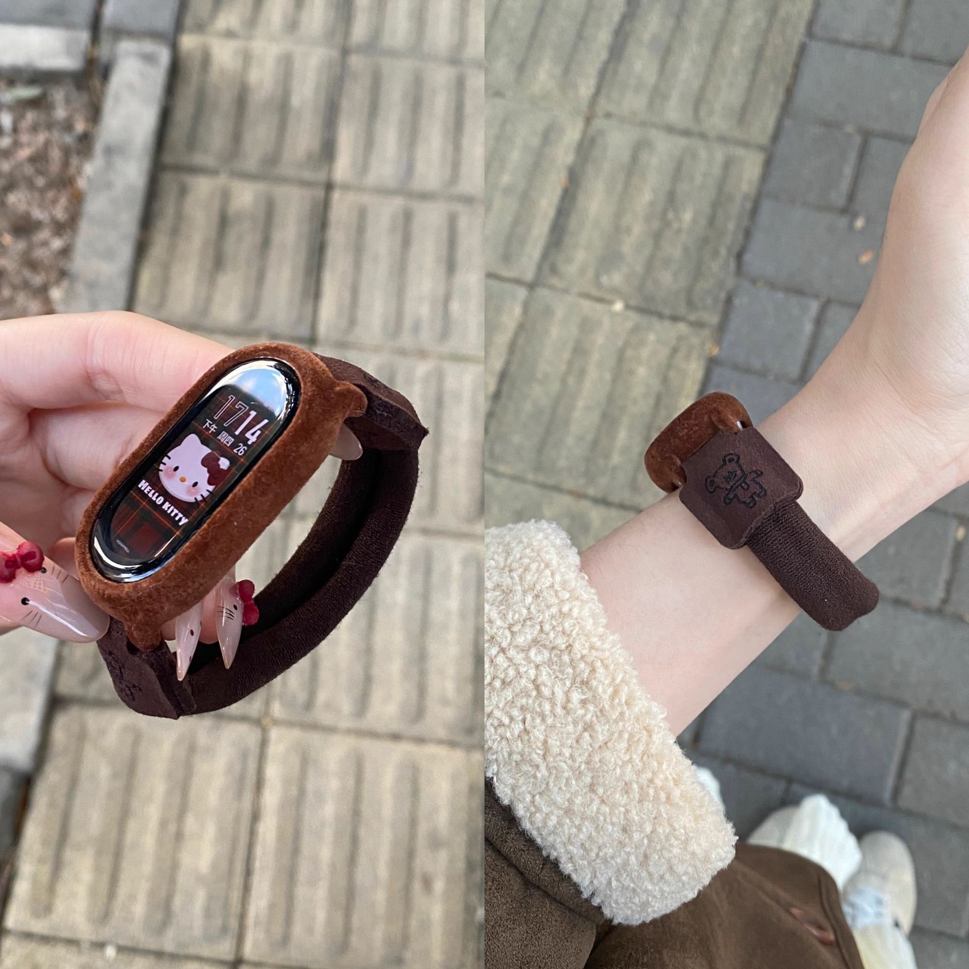 Teddy Bear Suitable for Xiaomi Mi Band 10 Strap New 9 Nylon Hair Rope 8 Autumn and Winter Creative Men's and Women's Advanced Personality