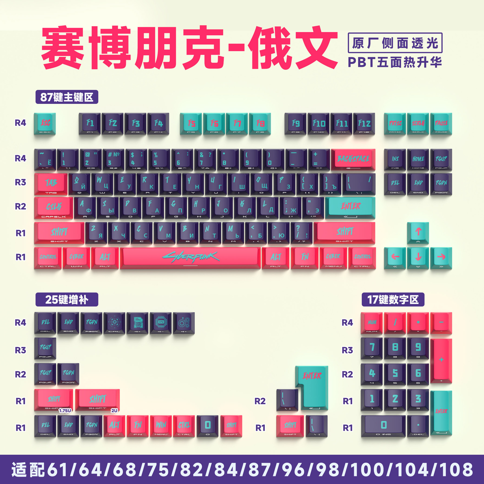 사이버펑크 핑크 오리지널 사이드 각인 129 러시안 [박스형]