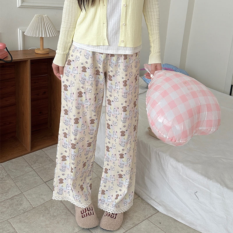 UEstudio小狗睡裤DL同款女长裤遛弯裤可外穿家居裤纯棉可爱卡通裤