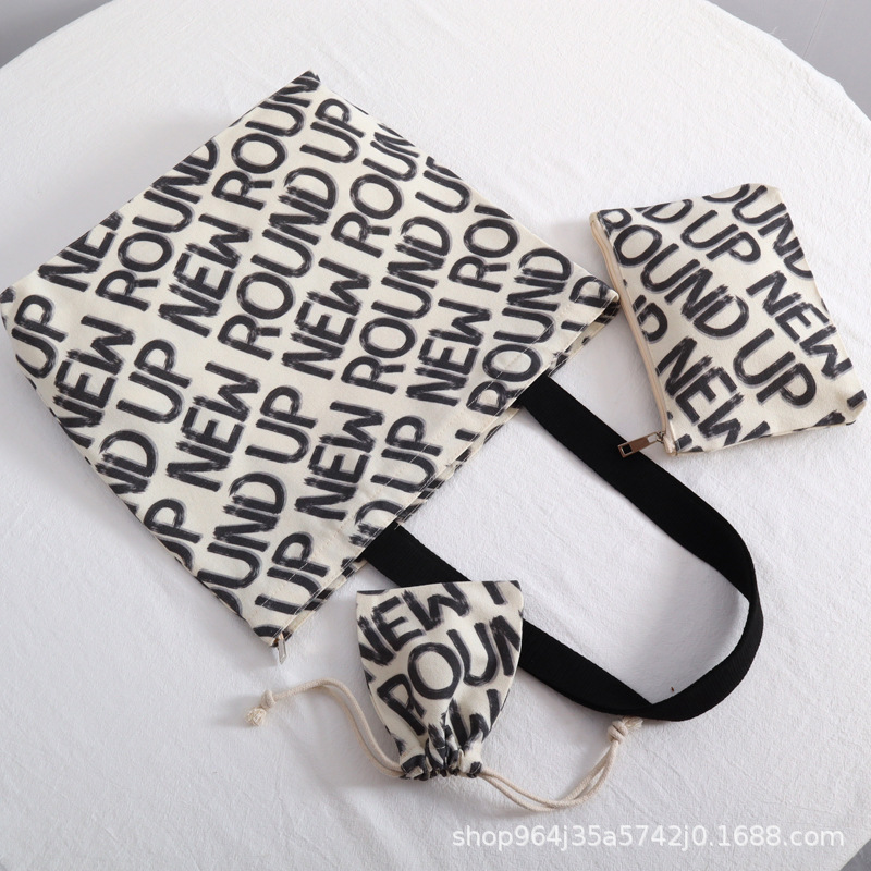 现货批发空白束口帆布袋日系女学生上课笔袋手提购物袋化妆包跨境