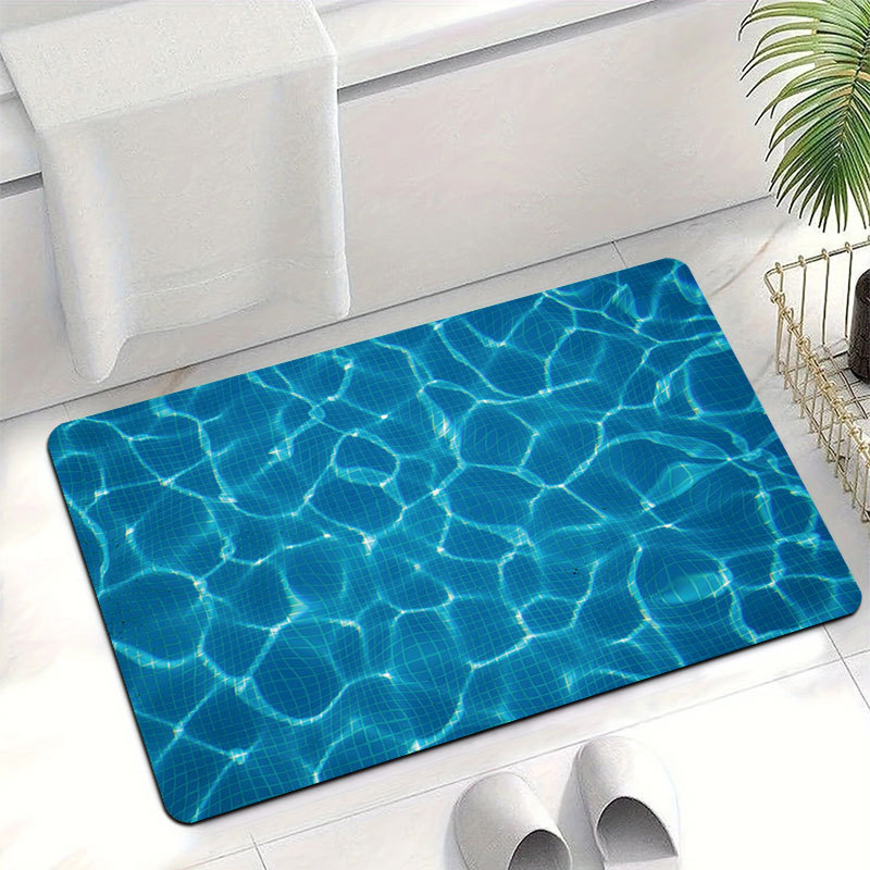 Cross-Border Temu Wave-Pattern Diatomaceous Earth Bathroom Mat, Water-Absorbent Non-Slip Foot Mat, Entryway Decorative Mat