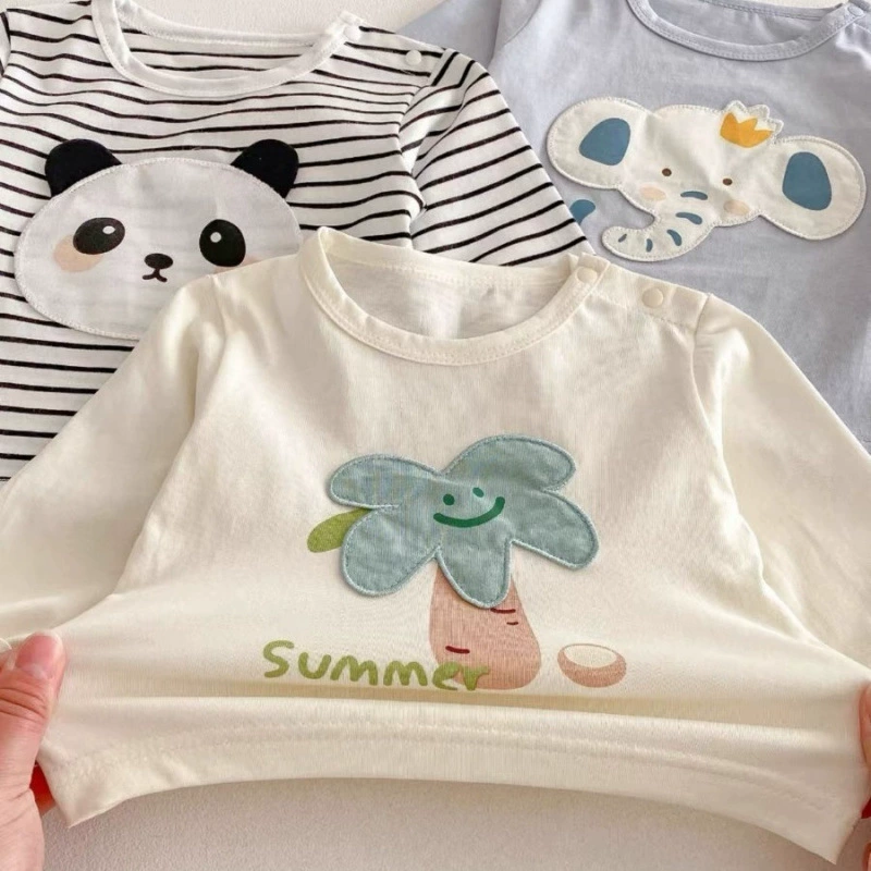 Мультфильм Т- shirt, наклейки, телесный детский весенний нашивка, корейский стиль, западный стиль