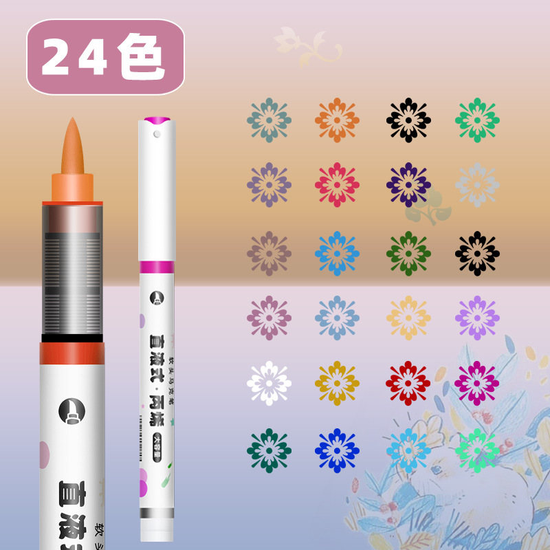 Marcadores acrílicos rectos Marcadores de colores impenetrables para arte Pinceles para estudiantes Pinceles de colores apilados Bolígrafos de acuarela lavables