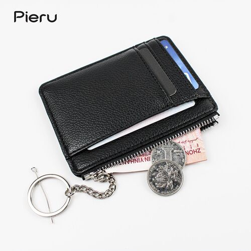New Arrival Casual Zipper Card Holder with Lychee Grain, Multiple Card Slots, and Double-Sided Design—Ultra-Thin Coin & Card Organizer for Driver’s ID