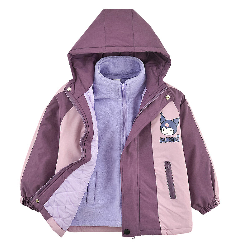 Chaquetas de primavera y otoño para niñas Chaquetas a juego de colores para niños de dos piezas para niñas más algodón más terciopelo otoño e invierno marea 2025 nuevo
