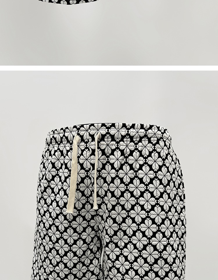 Men's Women's Trendy Houndstooth Casual Straight Leg Loose Fit Summer Shorts All Over Floral Print Beach Clothing_viptrois.com
