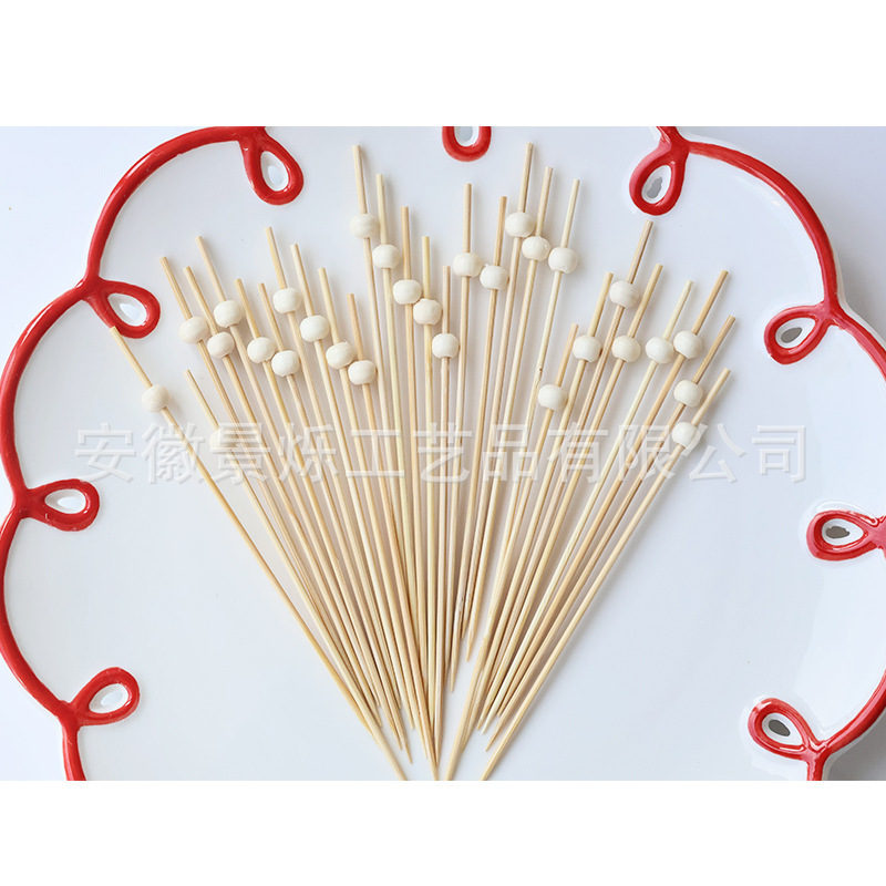 直径6x7mmの丸玉、ベージュビーズ、レッドビーズ、使い捨て装飾竹串、フルーツ串、工場直送、100個|undefined