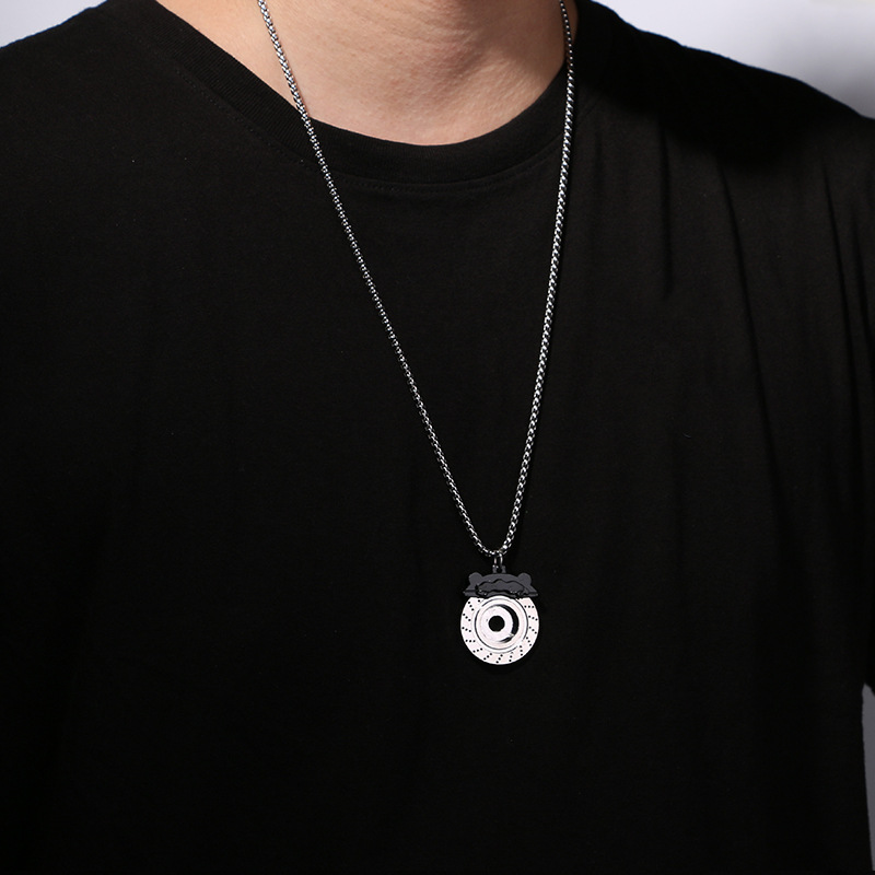 Collana con pompa personalizzata creativa, mozzo ruota disco freno hip-hop, accessorio pendente alla moda e alla moda_voghion.com