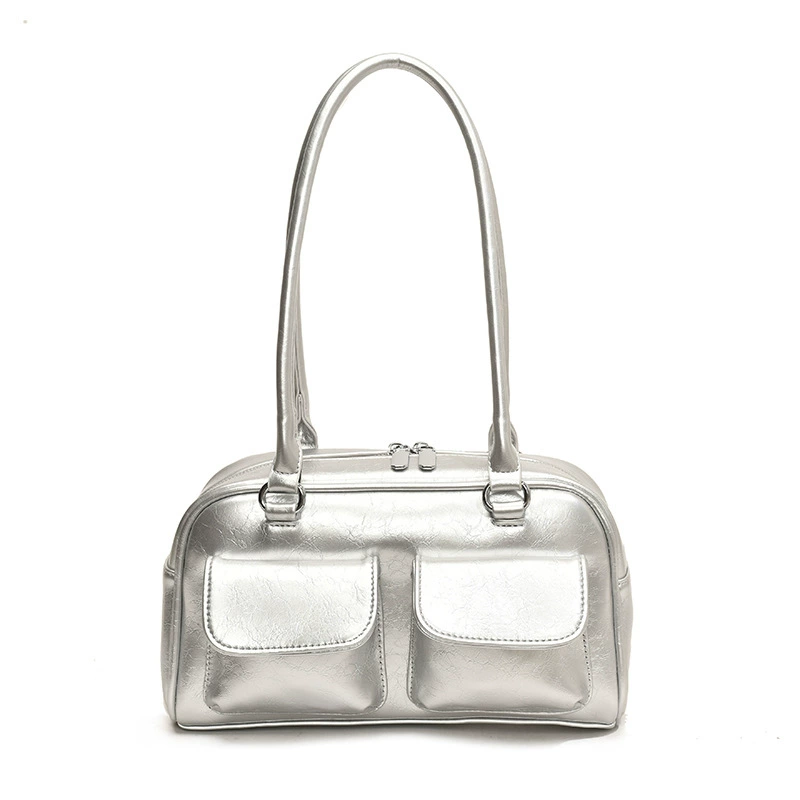 Underarm shoulder bag, retro capacious design, double front pockets — available in multiple colors