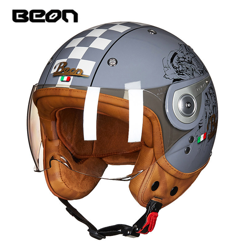 Beon motocicleta casco retro unisex cuatro estaciones universal coche eléctrico medio casco motocicleta casco nacional estándar 3C certificación