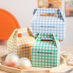 Small fresh plaid baking portable pastry box mousse layer cake packaging box biscuit snowflake pastry packaging box