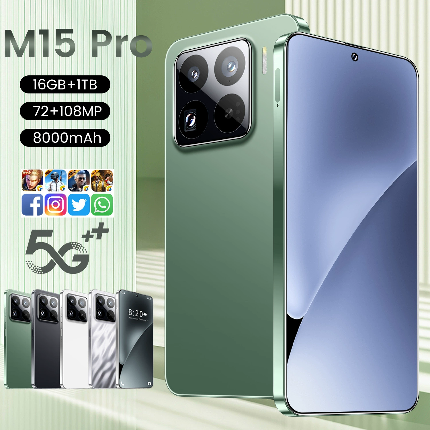 Кросс-борт глобальное эксклюзивное предложение M15 Pro иностранной торговли 16+1T Android смартфон 5G источник фабричная цена оптом