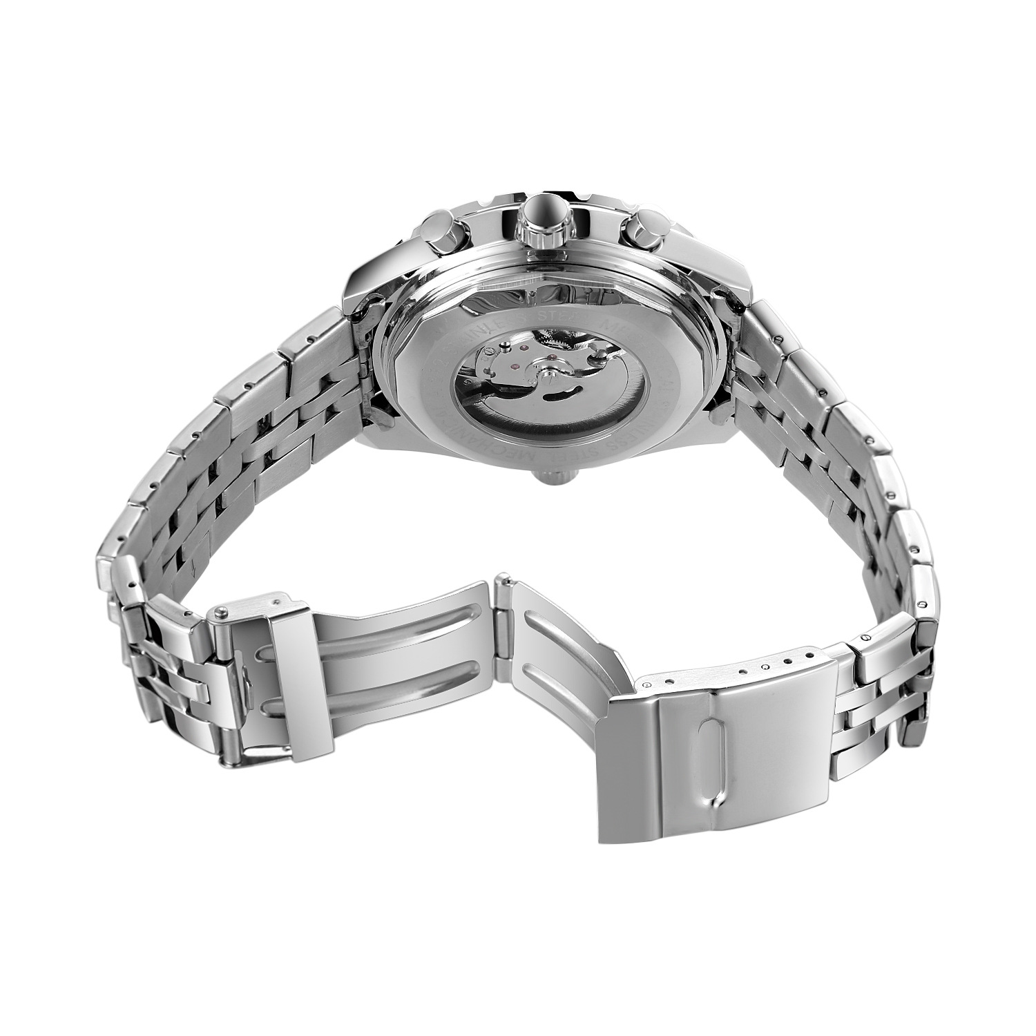 JAG6905M4S1 nuevo mecánico automático de seis pines correa de acero de moda reloj personalizado a prueba de agua de los hombres