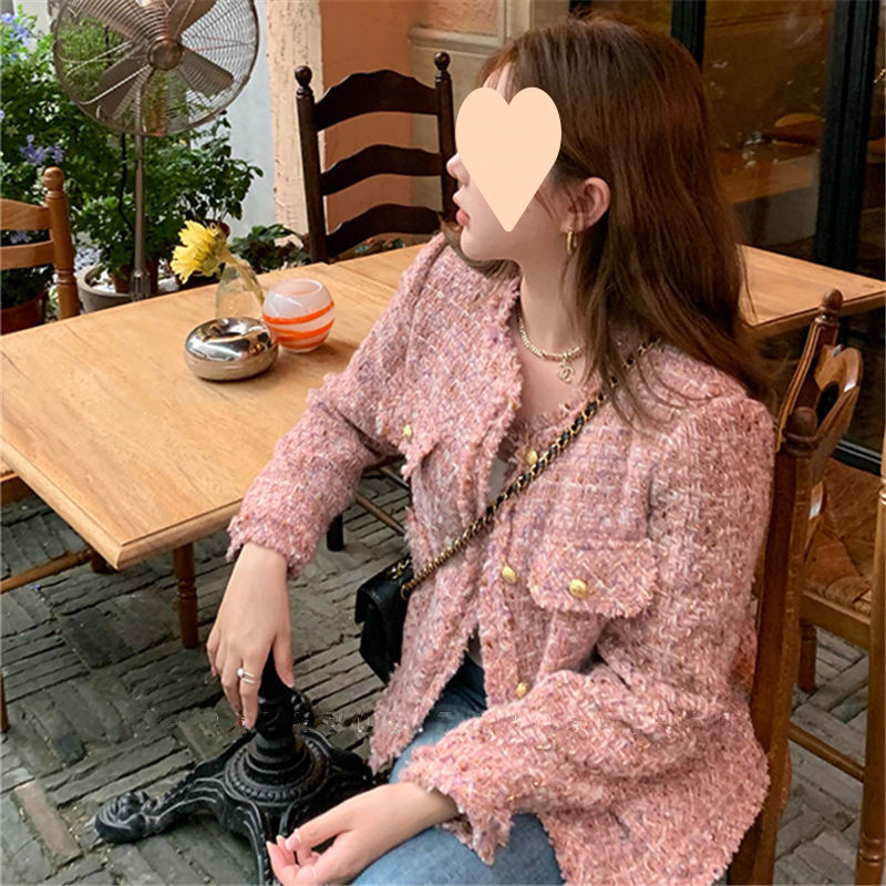 2025春秋新款高级感炸街流苏边洋气上衣气质名媛小香风粉色外套女|undefined