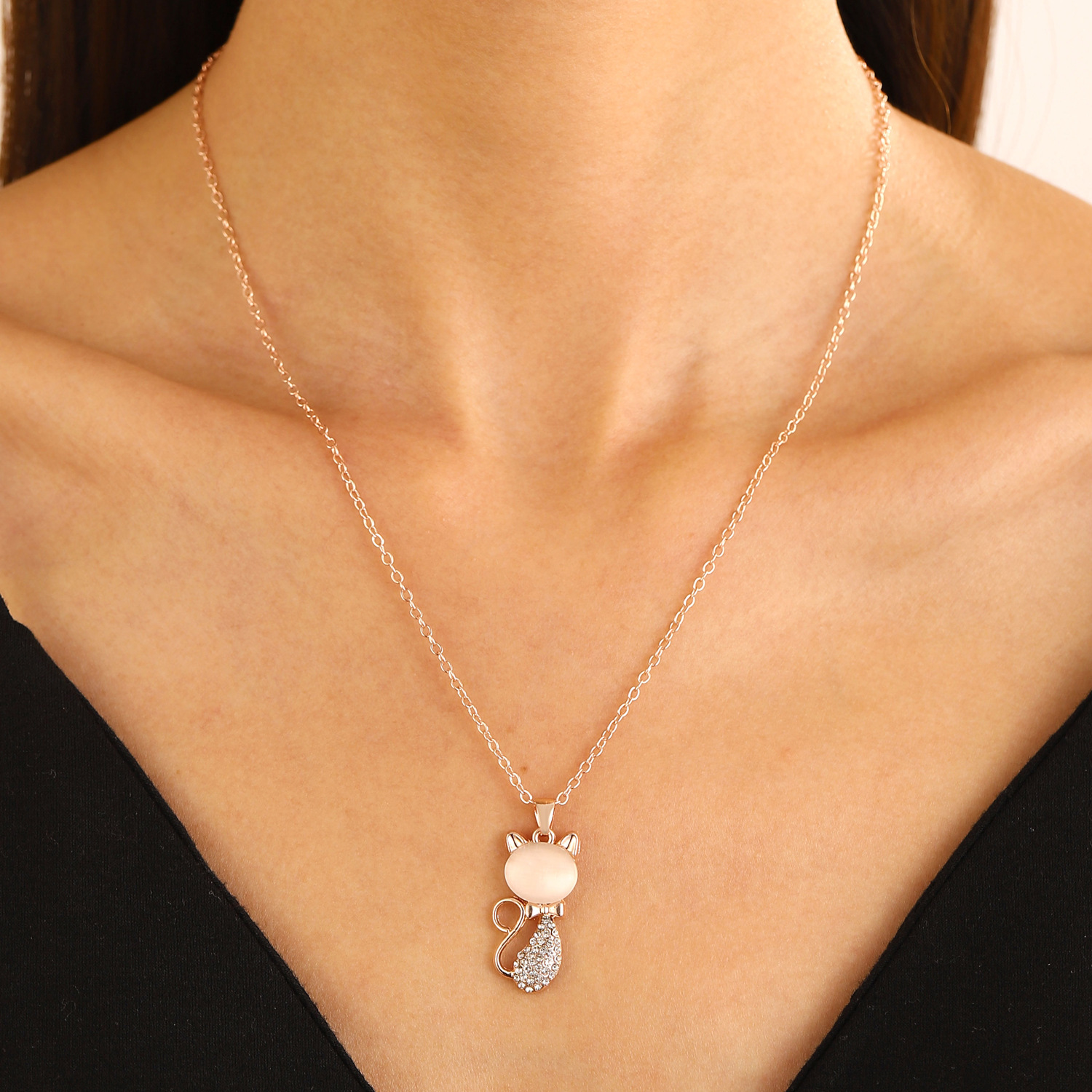 Diseño de moda transfronterizo exquisito ópalo pulsera de gato collar aretes accesorios de vestir accesorios de tres piezas al por mayor