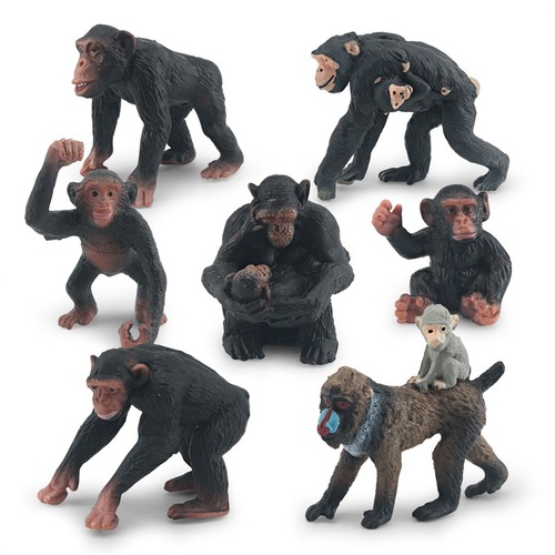Cross-border simulation children's cognitive wild animals gorilla baboon model chimpanzee baboon carrying baby figurine toy 