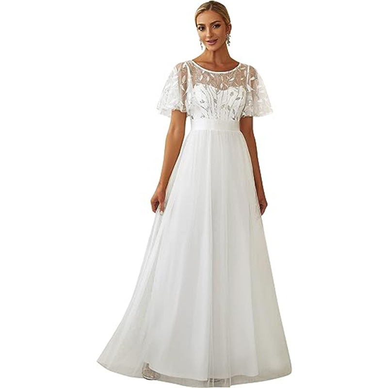 European Style Dress 2026 New Foreign Trade Dress Long Dress Evening Dress Lace Splicing Dress for Women