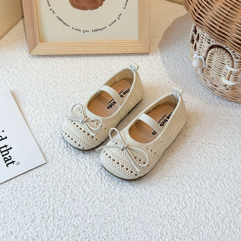Breathable elastic cute shoes with bow for princess