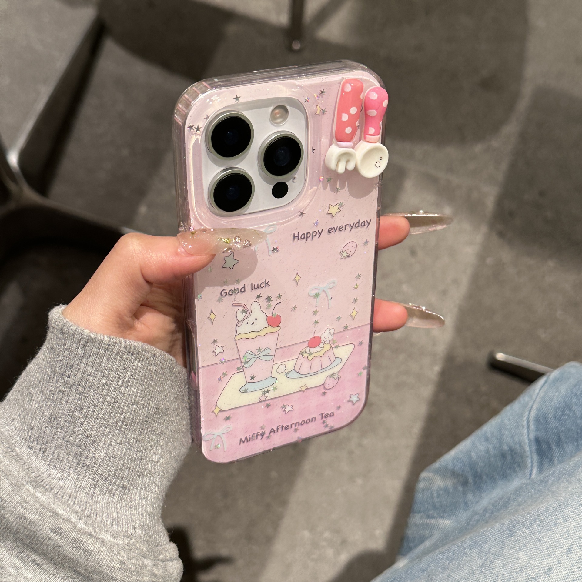 Chicas corazón lindo tenedor tridimensional cuchara para Apple 16ProMax funda para teléfono móvil 15/14 postre 13 cadena 15Pro