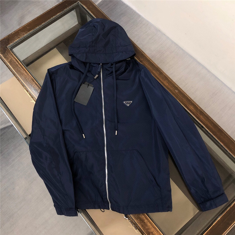 High Version P Brand Spring and Summer New Men's Jacket with Hooded Triangle Logo Jacket