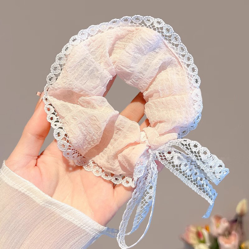 2026 nuevo estilo coreano super grande anillo de pelo intestino grande niñas de alto nivel de sensación de cabello de flores cuerdas de cabello de cordón de goma adornos para el cabello