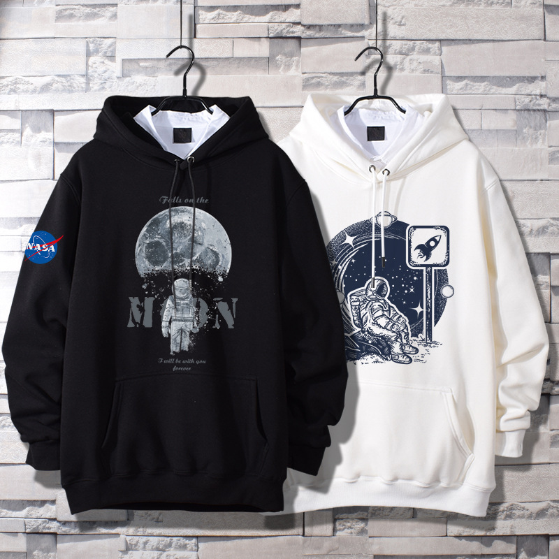 nasa Astronaut Jointly spring and autumn Thin section Hooded Sweater student Easy Large winter Plush coat