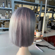 奶奶灰前蕾丝bob真人发头套