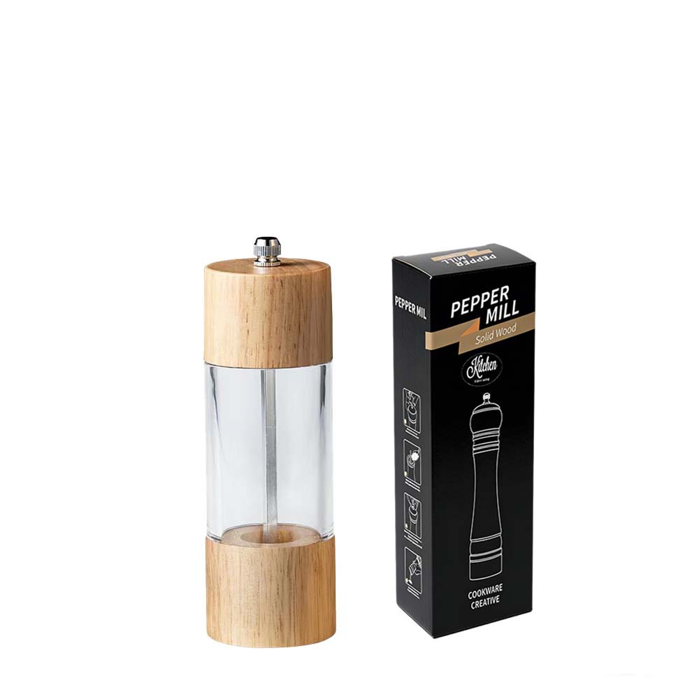 Molino de pimienta de madera núcleo cerámico manual acrílico polvo de pimienta sal marina molino multipropósito herramientas de cocina multipropósito para el hogar
