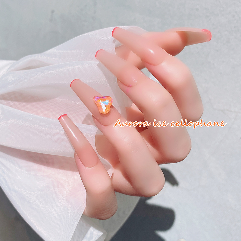 Candy Diamond Super Flash amor magia uñas en forma de diamante Verano de uñas fluorescente torcida Joyería de diamantes Corazón de melocotón