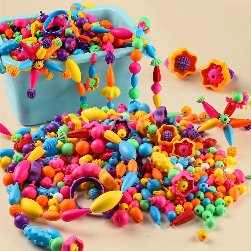 Детские бусины для творчества, развивающие игрушки-головоломки для девочек, для изготовления ожерелий и браслетов, игрушки для детского сада