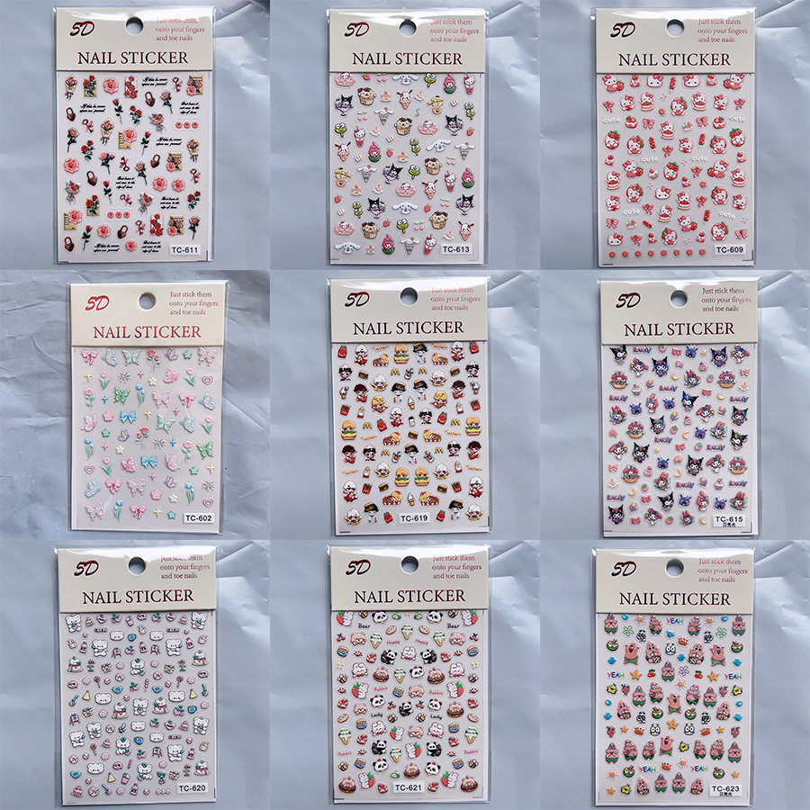 TC系列浮雕美甲贴纸5D立体卡通手账咕卡素材DIY手机壳贴纸601-900