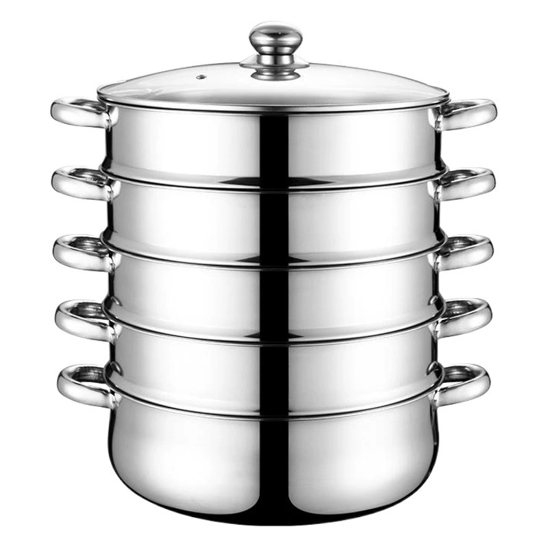 Пароварка на пару и вареная бытовая нержавеющая сталь многофункциональная многослойная паровая кастрюля для рыбного супа двухслойная трехслойная пятиэтажная трансграничная