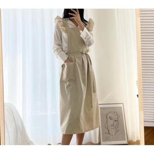 Dedicated Korean-style European-style small flying shoulder floral artistic painting studio coffee milk tea workwear stain-proof water-resistant apron