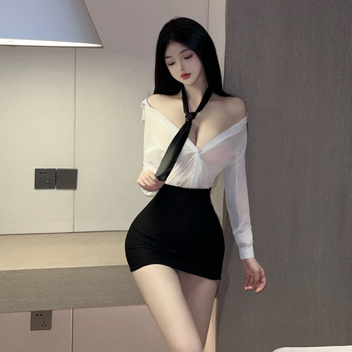 Sexy lingerie, female tight-fitting butt-covering secretary uniform, tempting female suit, nightclub spandex 1001, sexy sleeping