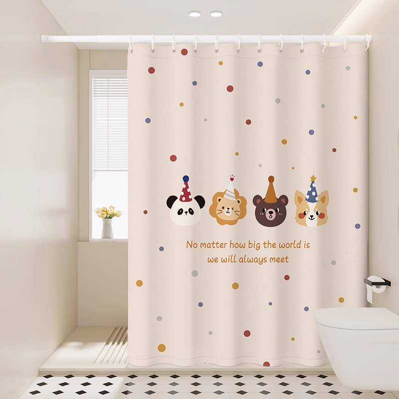 Bathroom Shower Curtain, Waterproof Fabric, No-Drill Installation, High-End Privacy Curtain, Shower Partition Door Curtain