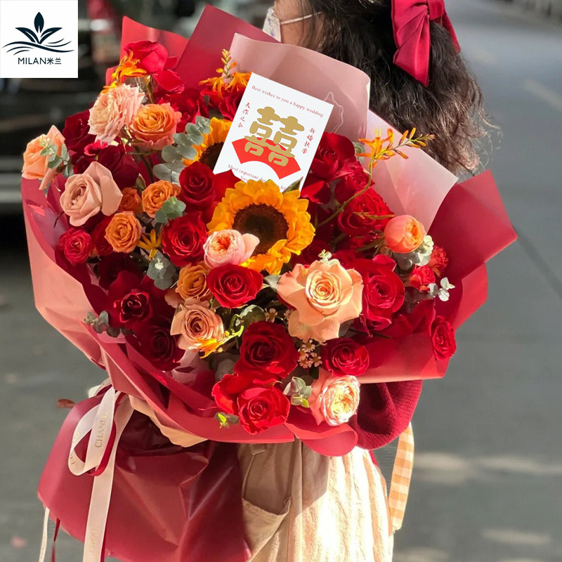 Tarjetas de felicitación estampadas de oro para bodas festivas tarjetas postales nuevas flores de estilo chino decoraciones de flores colgantes diy