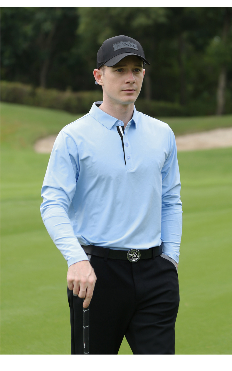 Áo polo golf nam dài tay thoáng khí nhanh khô, có thể in logo đội nhóm — YF605-màu đỏ chi tiết 9
