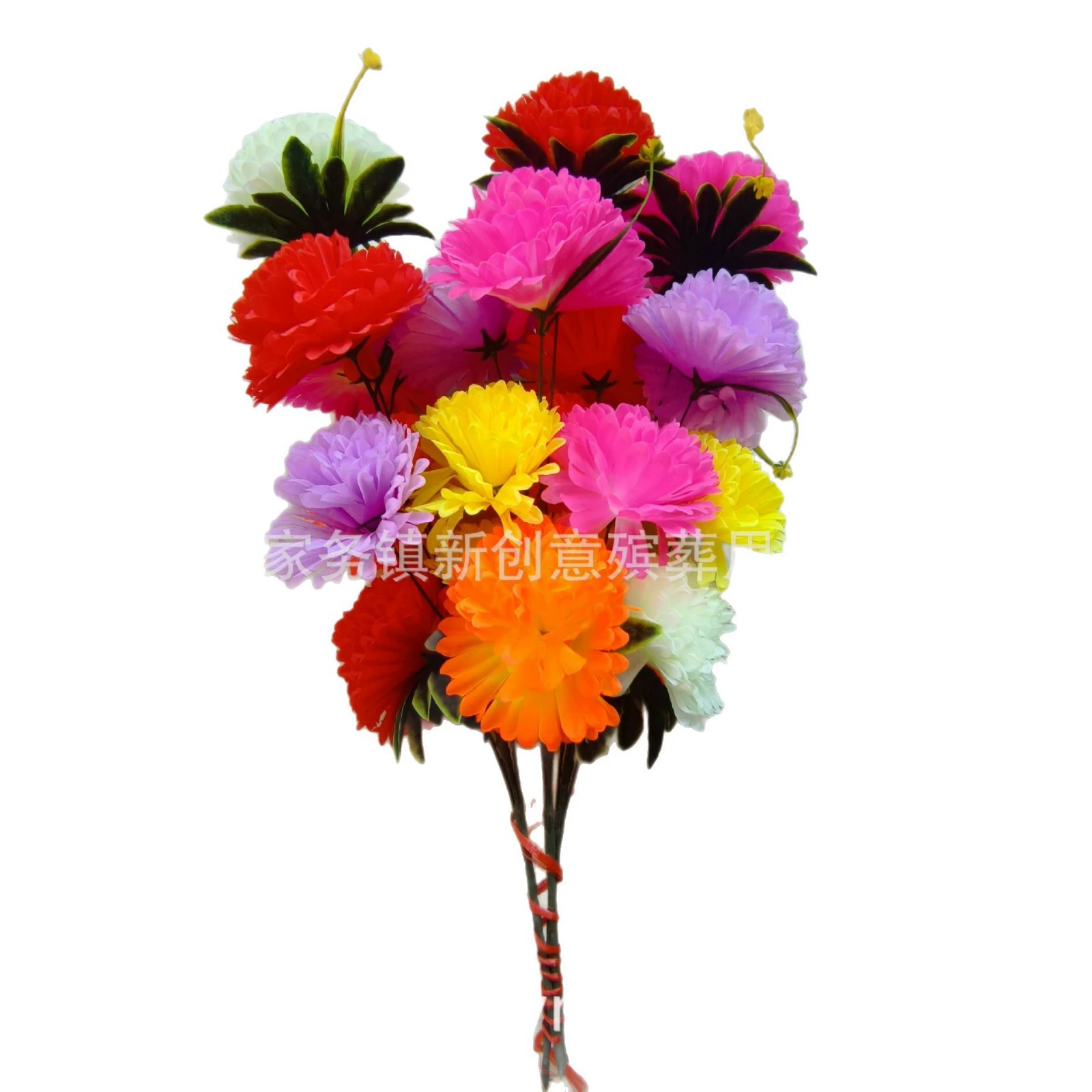 Qingming put flowers 7-head artificial gold-sparkling chrysanthemum offering to ancestors tomb flower bouquet new creative funeral flower branch hand-held