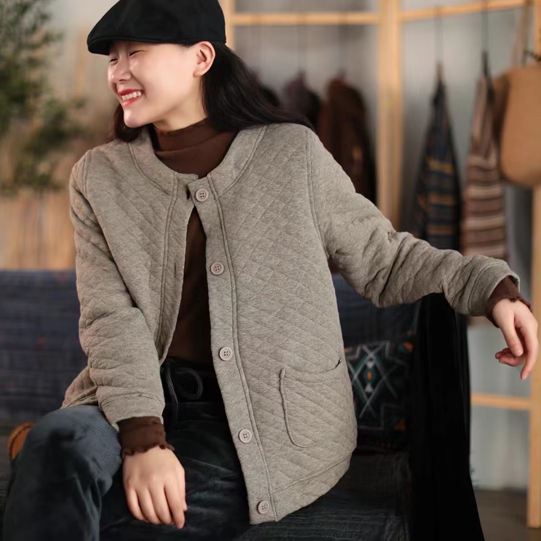 Winter fleece solid color long-sleeve with a round collar