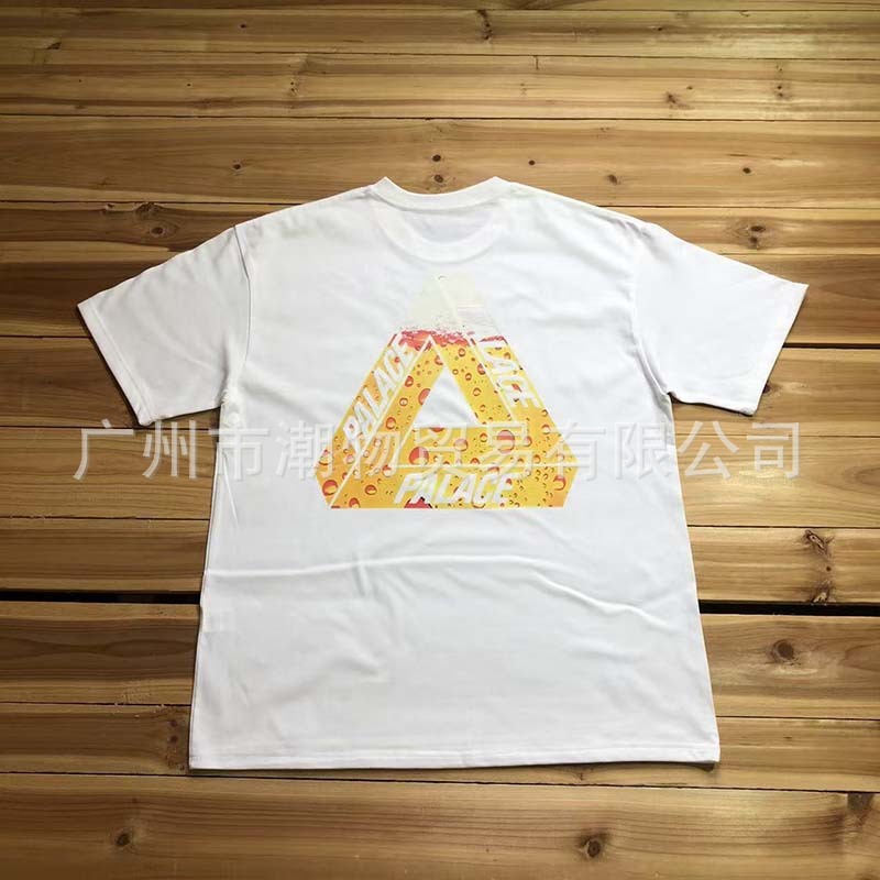 クラシックハイストリートルーズファントム溶解三角形落書きプリント半袖Tシャツ男性と女性のための純綿パレス半袖|undefined