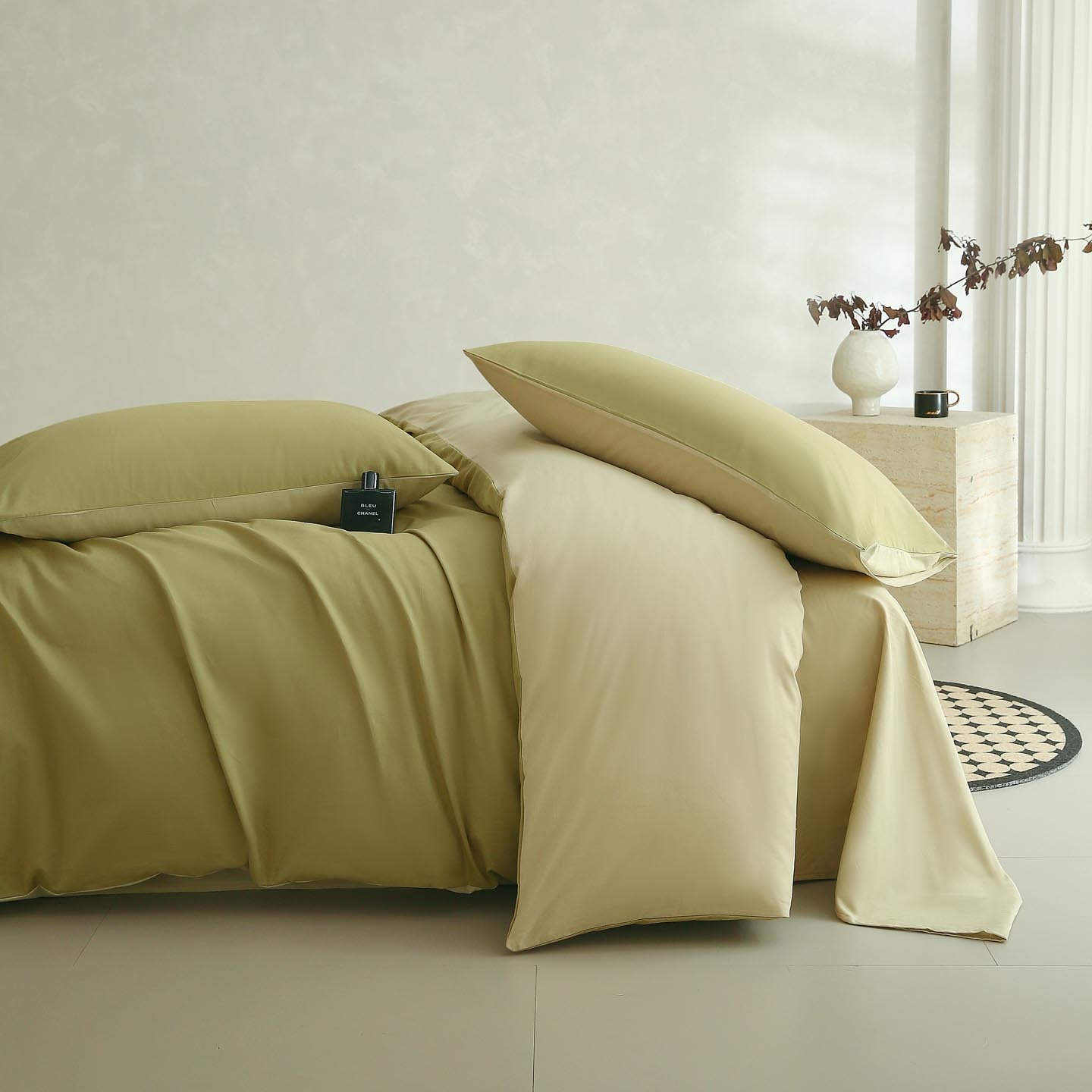 100% algodón conjunto de cuatro piezas 60 algodón de lana larga de color sólido dobles de algodón grueso cama dormitorio de estudiantes tres piezas conjunto simple