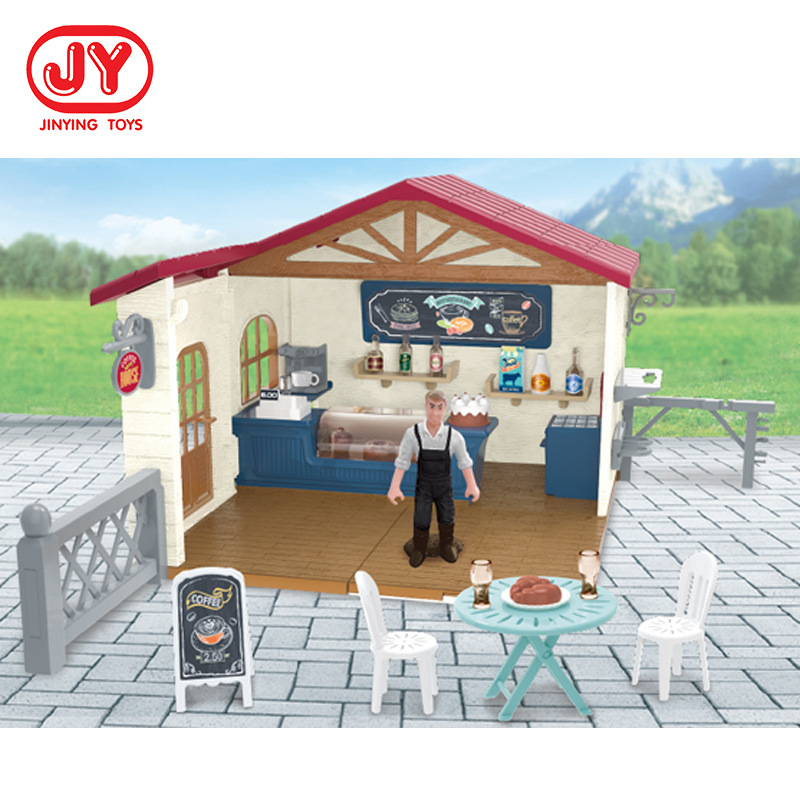 Simulación modelo de caballo para niños Coffee House modelado bandeja de arena escritorio cafetería pequeña escena decoración juguete