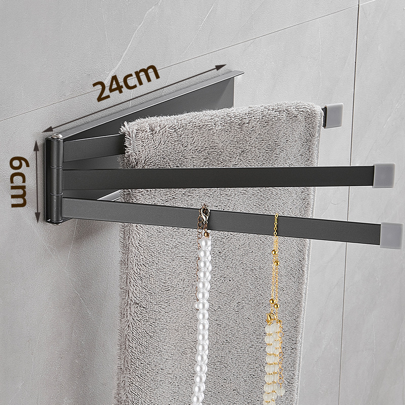 180 degree rotating foldable towel rack ring pole bathroom toilet toilet non-perforated balcony hanging cloth wholesale