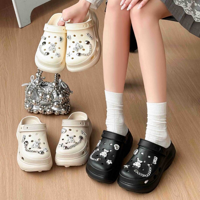 Women's Summer Non-Slip Thick-Soled Clog Sandals with Height Increase, Outdoor Fashion Soft-Soled Beach Sandals