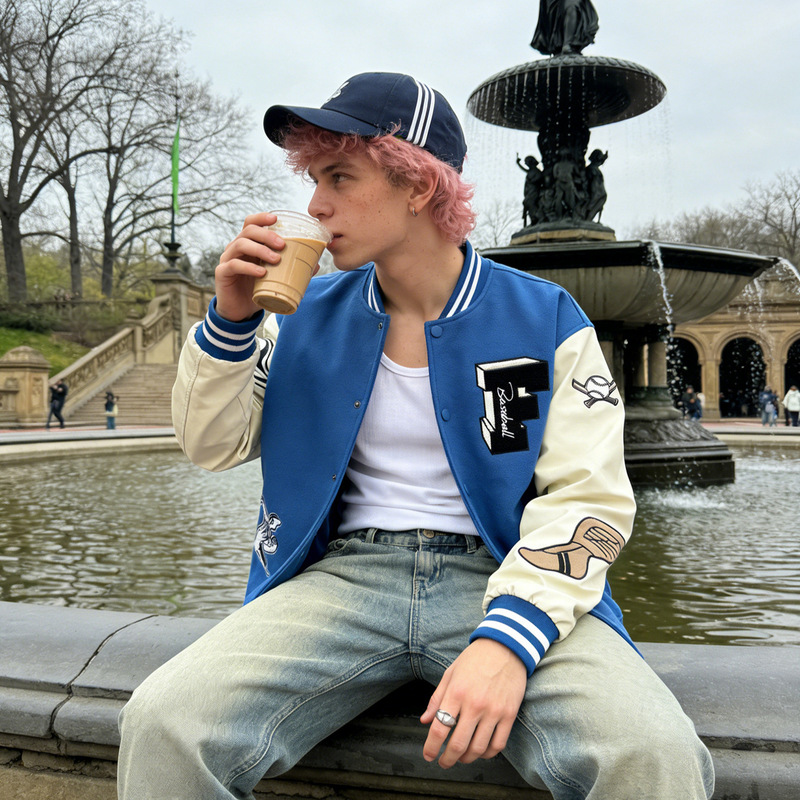 Men's Jacket Retro Baseball Uniform Embroidered Spring and Autumn College Style Varsity Baseball Uniform Autumn and Winter Loose Embroidered Jacket