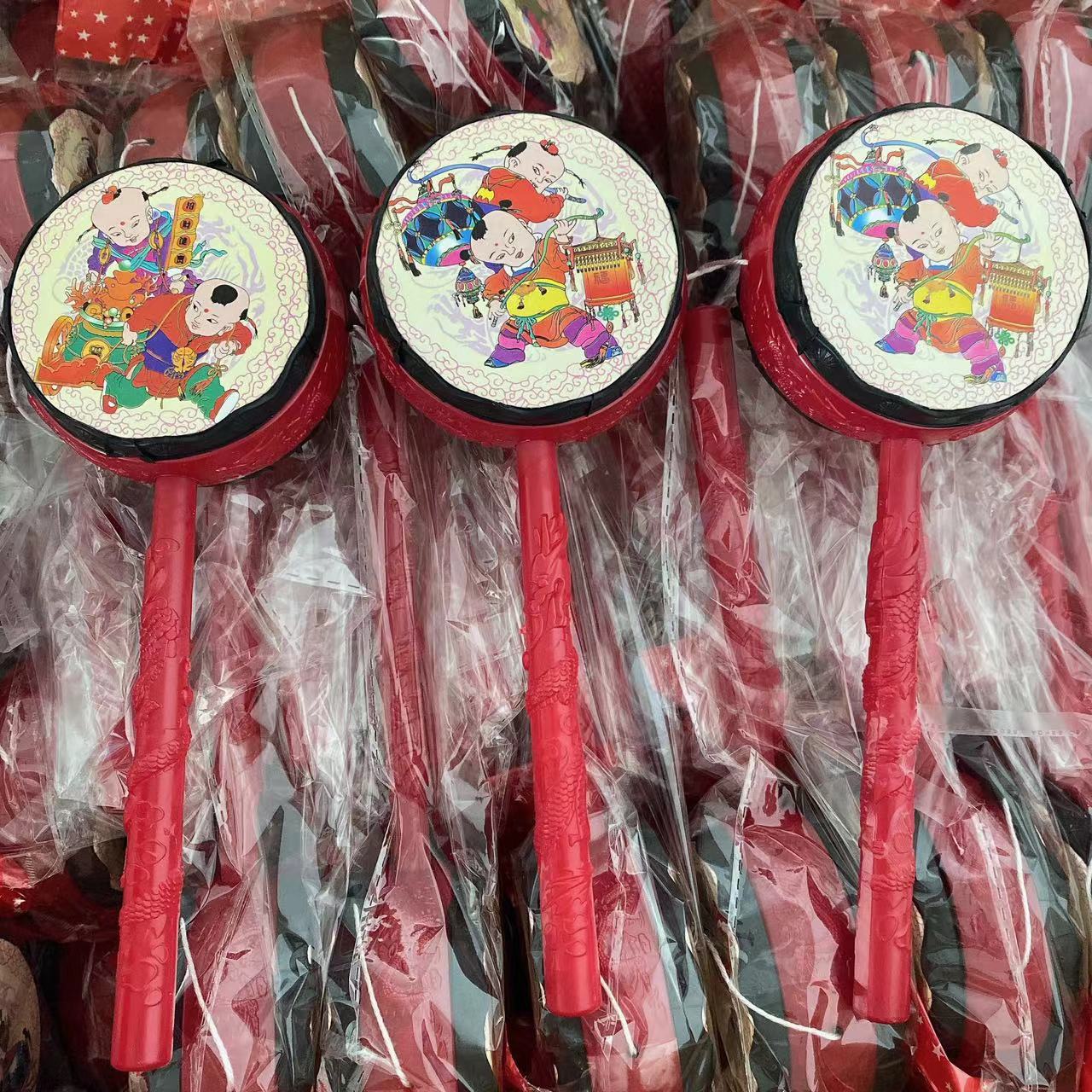 Juguete infantil seguro año auspicioso sonajero pequeño sonajero tambor de mano estilo chino clásico tradicional