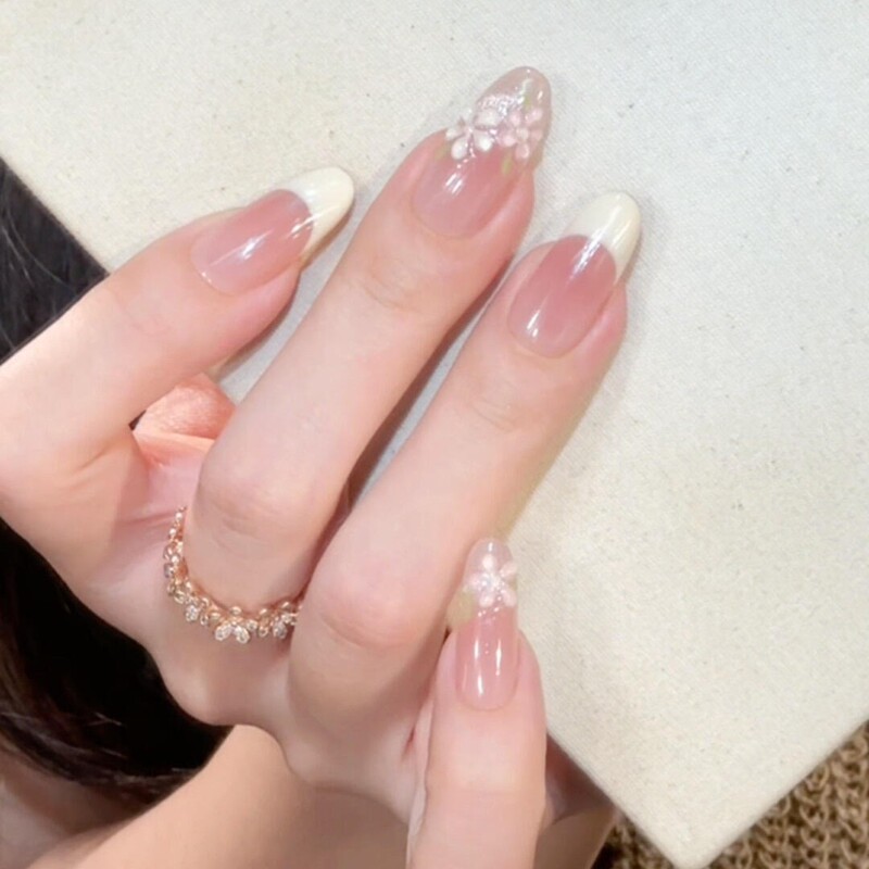 Yuanxi Pure Handmade Wearable Nails in Nude Color, French Style, Brightening and Gentle, Popular 3D Nail Art, Premium Quality Nail Tips Yuanxi Pure Handmade Wearable Nails in Nude Color, French Style, Brightening and Gentle, Popular 3D Nail Art, Premium Quality Nail Tips