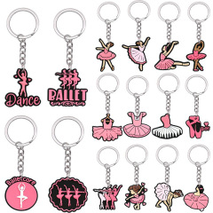 バレエシリーズのキーホルダーPVCソフトピンクの女の子のキーホルダー