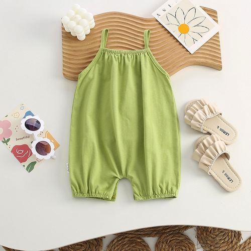 Baby carrier one-piece romper summer thin for boys and girls, cartoon strap super cute, adorable crawling clothes for outdoor wear