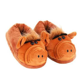 跨境新品Alf Plush Slippers舒适保暖棉拖可爱野猪毛毛拖鞋可调节